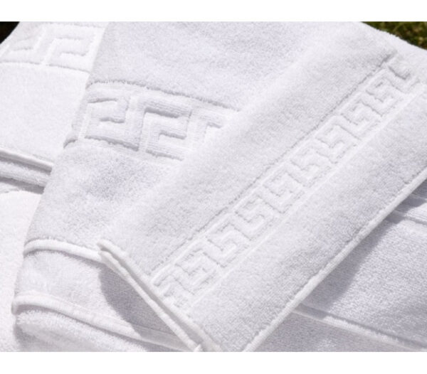 Alfombrillas de baño con acabado en greca, 650 gr/m2, 100% algodón, blancos - Imagen 2